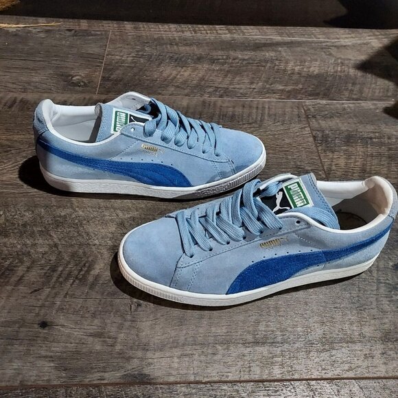 Puma Light Blue Suede Sneakers Ladies 6.5 USA With Dark Blue Side Accent - Picture 11 of 11